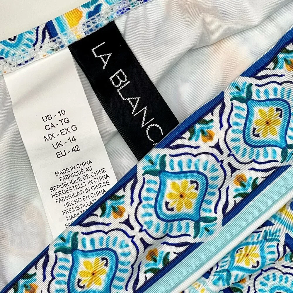 New La Blanca Scarf Banded Hipster Bikini Bottom in Blue‎ Size 10